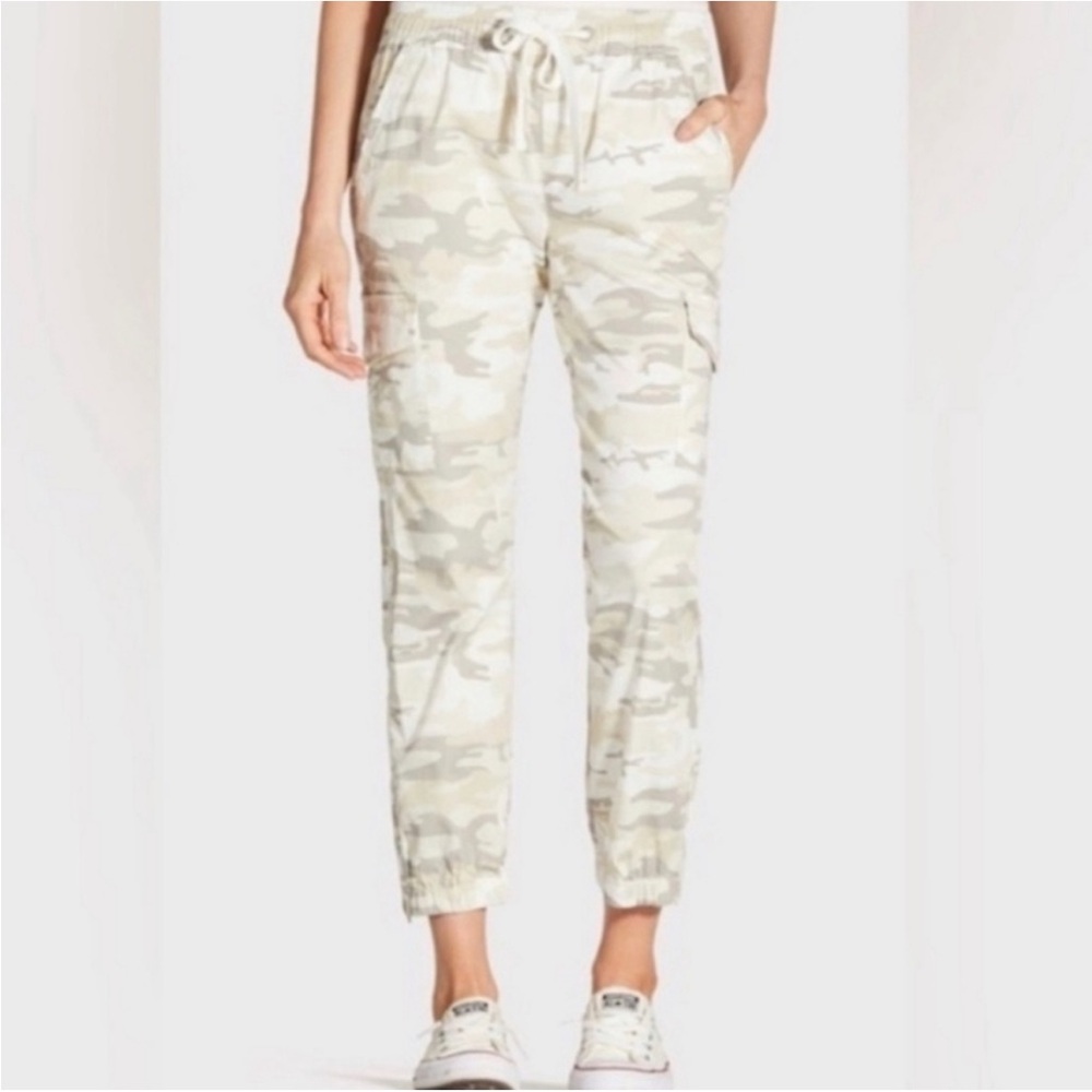 Sanctuary by Anthropologie Women's Linen Camouflage Jogger Cargo Pants NEW